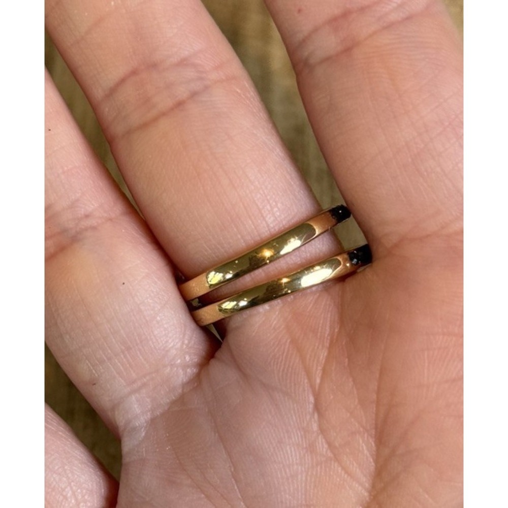 Gold Tone Black Crystal Snake‎ Wrap Ring Size 8 Statement Ring - Picture 2 of 4